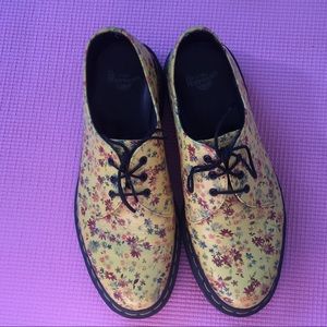 Doc Martens Floral Yellow Oxfords